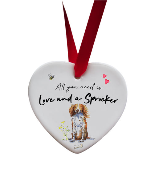 Love and a Sprocker Ceramic Heart